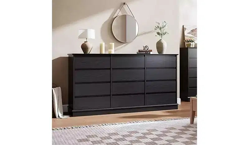 12 Drawer Dressers,Chest of Drawers with Deep Drawers,Large Double Dresser for Closet with Wide Top,Tall Wooden Dresser for Living Room, Bedroom
