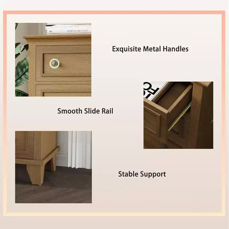 Cómoda de 7 cajones, Cajonera de madera moderna, Organizador de almacenamiento profundo con tiradores vintage, Mueble de TV para dormitorio y sala de estar