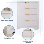 Cómoda de 4 cajones con estrías, cómoda moderna con paneles ondulados, organizador de almacenamiento alto para dormitorio, habitación infantil, sala de estar, recibidor