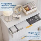 Cómoda de 4 cajones con estrías, cómoda moderna con paneles ondulados, organizador de almacenamiento alto para dormitorio, habitación infantil, sala de estar, recibidor