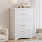 Cómoda de 4 cajones con estrías, cómoda moderna con paneles ondulados, organizador de almacenamiento alto para dormitorio, habitación infantil, sala de estar, recibidor