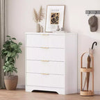 Cómoda de 4 cajones con estrías, cómoda moderna con paneles ondulados, organizador de almacenamiento alto para dormitorio, habitación infantil, sala de estar, recibidor
