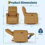Sillón Reclinable Eléctrico con Giro 360° y Carga, Balancín Eléctrico con Soporte Lumbar para Sala o Cuarto de Bebé, Marrón
