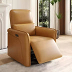 Sillón Reclinable Eléctrico con Giro 360° y Carga, Balancín Eléctrico con Soporte Lumbar para Sala o Cuarto de Bebé, Marrón