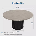 Mesa de comedor redonda de 47 pulgadas para 4-6 personas, mesa de comedor con base de pedestal de metal ondulado, mesa de cocina circular estilo casa de campo para comedor, cocina