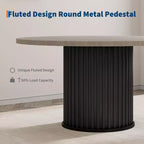 Mesa de comedor redonda de 47 pulgadas para 4-6 personas, mesa de comedor con base de pedestal de metal ondulado, mesa de cocina circular estilo casa de campo para comedor, cocina