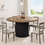 Mesa de comedor redonda de 47 pulgadas para 4-6 personas, mesa de comedor con base de pedestal de metal ondulado, mesa de cocina circular estilo casa de campo para comedor, cocina