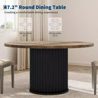 Mesa de comedor redonda de 47 pulgadas para 4-6 personas, mesa de comedor con base de pedestal de metal ondulado, mesa de cocina circular estilo casa de campo para comedor, cocina