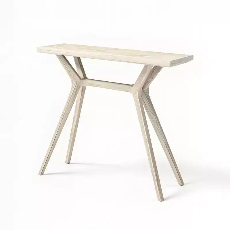 Mesa consola de pino macizo, base de patas cruzadas, estilo moderno de mediados de siglo, 116.8 cm ancho x 30.5 cm profundidad x 81.3 cm alto