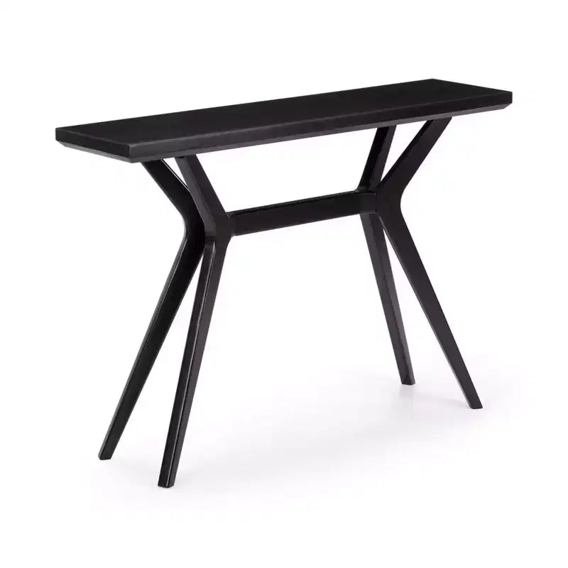 Mesa consola de pino macizo, base de patas cruzadas, estilo moderno de mediados de siglo, 116.8 cm ancho x 30.5 cm profundidad x 81.3 cm alto