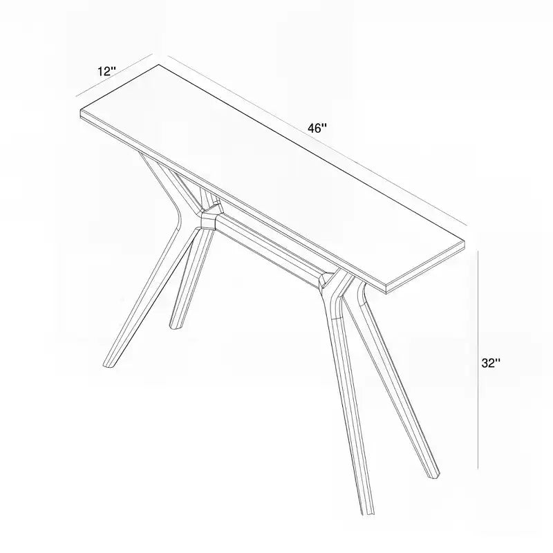 Mesa consola de pino macizo, base de patas cruzadas, estilo moderno de mediados de siglo, 116.8 cm ancho x 30.5 cm profundidad x 81.3 cm alto