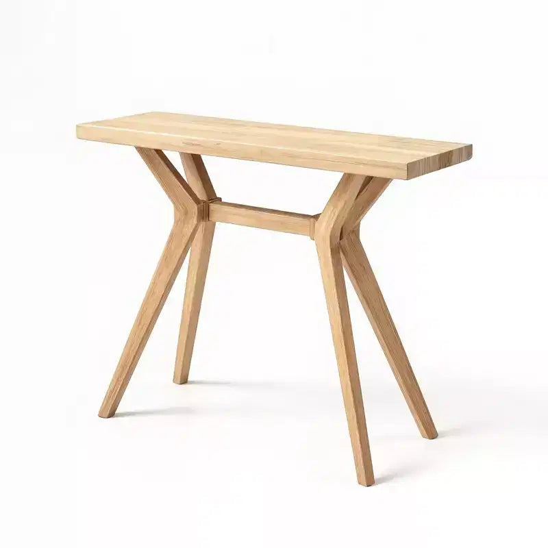 Mesa consola de pino macizo, base de patas cruzadas, estilo moderno de mediados de siglo, 116.8 cm ancho x 30.5 cm profundidad x 81.3 cm alto
