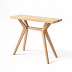 Mesa consola de pino macizo, base de patas cruzadas, estilo moderno de mediados de siglo, 116.8 cm ancho x 30.5 cm profundidad x 81.3 cm alto