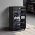 Bastidor AV de 16U, capacidad máxima de 200 lb, bastidor de estudio de grabación casero con ruedas bloqueables, gabinete de servidor de bastidor abierto, diseño de ventilación especial, negro