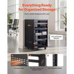 Bastidor AV de 16U, capacidad máxima de 200 lb, bastidor de estudio de grabación casero con ruedas bloqueables, gabinete de servidor de bastidor abierto, diseño de ventilación especial, negro