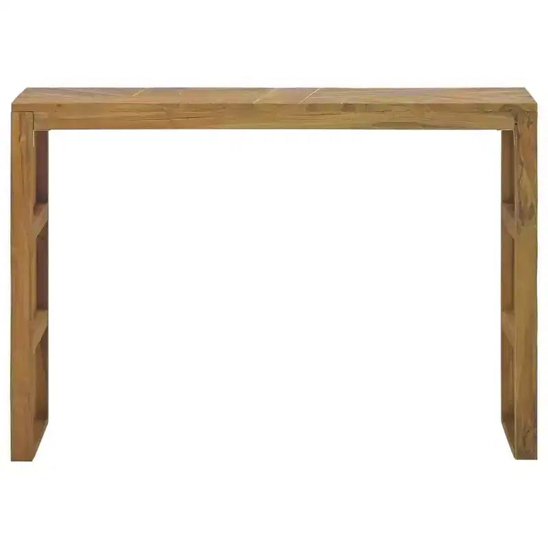 Mesa consola de madera de teca maciza, acabado rústico erosionado, 110 cm de ancho x 35 cm de profundidad x 75 cm de alto