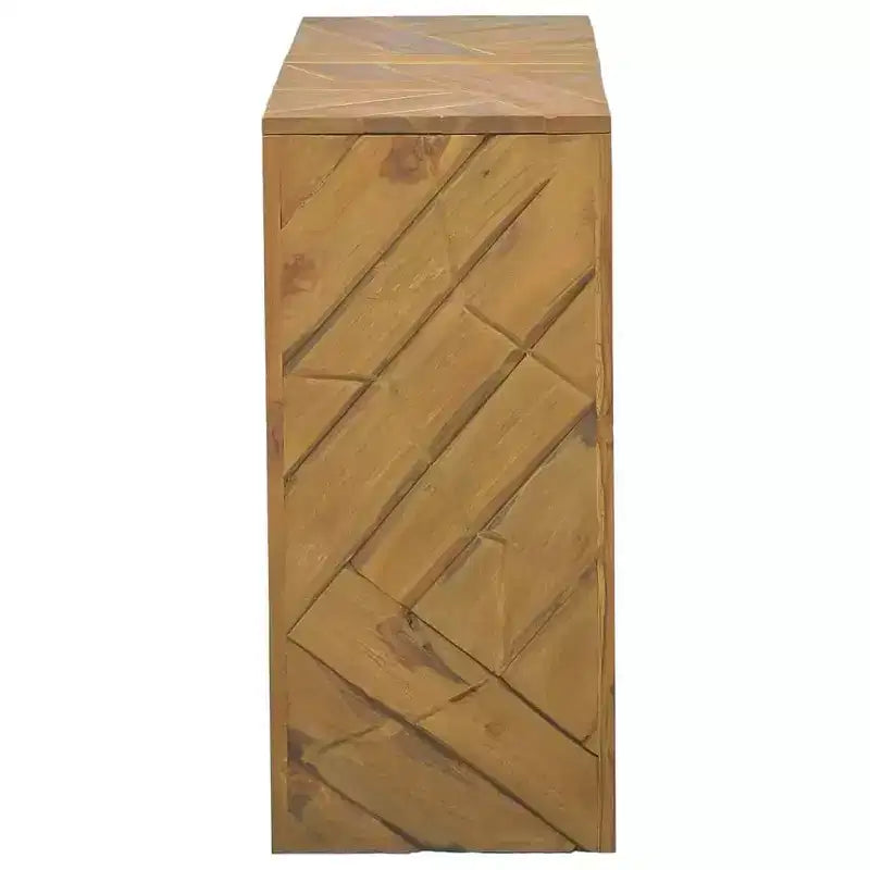 Mesa consola de madera de teca maciza, acabado rústico erosionado, 110 cm de ancho x 35 cm de profundidad x 75 cm de alto