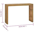Mesa consola de madera de teca maciza, acabado rústico erosionado, 110 cm de ancho x 35 cm de profundidad x 75 cm de alto