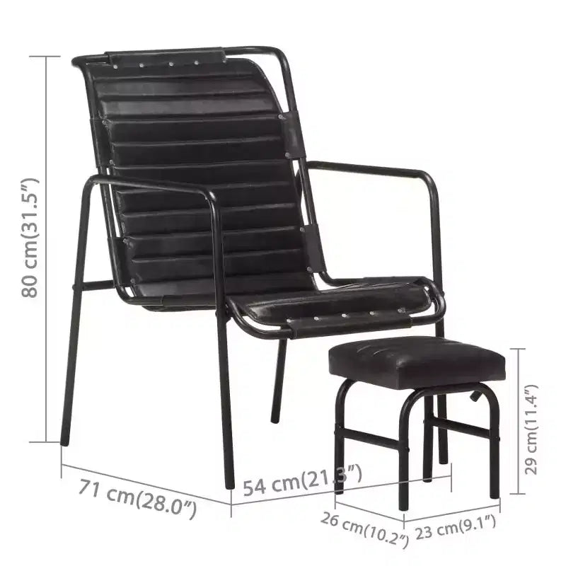 Sillón Relax Piel Auténtica Marrón Oscuro, Hierro con Recubrimiento en Polvo