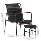 Sillón Relax Piel Auténtica Marrón Oscuro, Hierro con Recubrimiento en Polvo