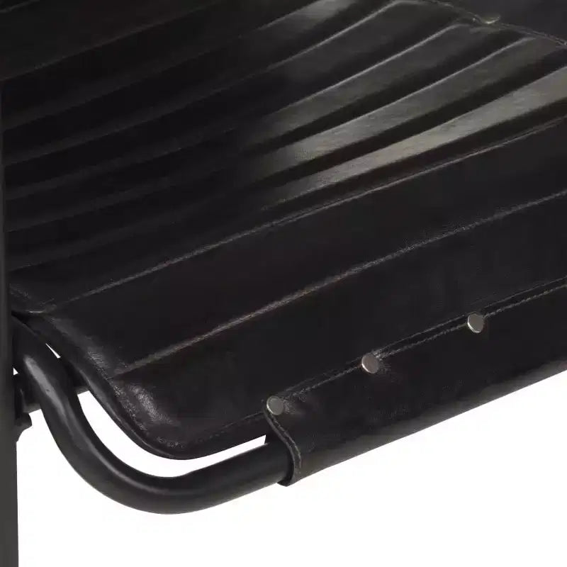 Sillón Relax Piel Auténtica Marrón Oscuro, Hierro con Recubrimiento en Polvo