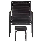 Sillón Relax Piel Auténtica Marrón Oscuro, Hierro con Recubrimiento en Polvo