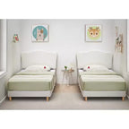 Cama Individual para Niños con Lindo Cabecero, Cama Plataforma Tapizada Individual para Niñas, Niños, No Requiere Somier, Estructura de Cama de Terciopelo con Láminas de Madera