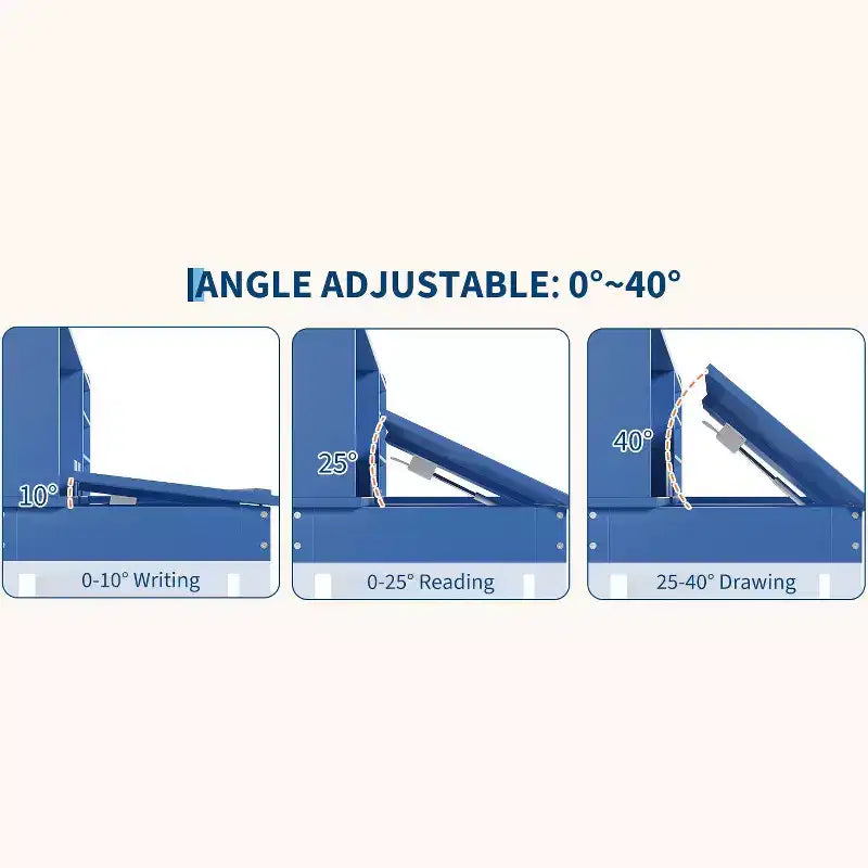 Escritorio y silla para niños, mesa de estudio de madera con escritorio inclinable ajustable, cajones y tablero de corcho - Juego de escritorio de aprendizaje escolar para niños de 3 a 8 años