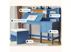 Escritorio y silla para niños, mesa de estudio de madera con escritorio inclinable ajustable, cajones y tablero de corcho - Juego de escritorio de aprendizaje escolar para niños de 3 a 8 años