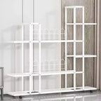 Soporte para plantas de 6 niveles, estante esquinero escalonado para plantas y flores, soporte alto para plantas de interior con ruedas, soporte para macetas de varios niveles