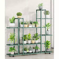 Soporte para plantas de 6 niveles, estante esquinero escalonado para plantas y flores, soporte alto para plantas de interior con ruedas, soporte para macetas de varios niveles