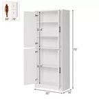 Armario de despensa de cocina alto de 70" - Almacenamiento independiente de 4 puertas con estantes ajustables, gran alacena utilitaria para comedor, baño y sala de estar