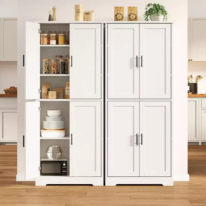 Armario de despensa de cocina alto de 70" - Almacenamiento independiente de 4 puertas con estantes ajustables, gran alacena utilitaria para comedor, baño y sala de estar