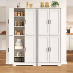 Armario de despensa de cocina alto de 70" - Almacenamiento independiente de 4 puertas con estantes ajustables, gran alacena utilitaria para comedor, baño y sala de estar