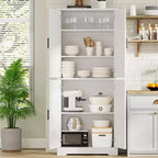 Armario de despensa de cocina alto de 70" - Almacenamiento independiente de 4 puertas con estantes ajustables, gran alacena utilitaria para comedor, baño y sala de estar