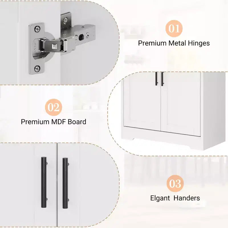 Armario de despensa de cocina alto de 70" - Almacenamiento independiente de 4 puertas con estantes ajustables, gran alacena utilitaria para comedor, baño y sala de estar