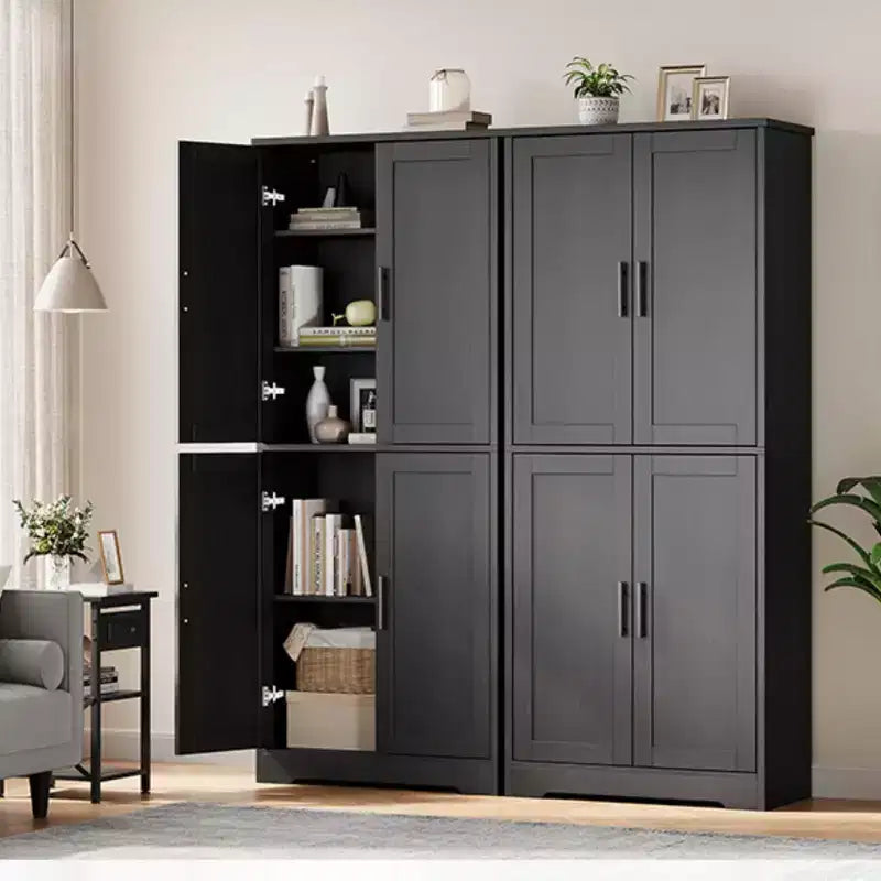 Armario de despensa de cocina alto de 70" - Almacenamiento independiente de 4 puertas con estantes ajustables, gran alacena utilitaria para comedor, baño y sala de estar