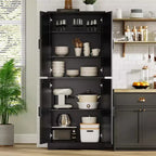 Armario de despensa de cocina alto de 70" - Almacenamiento independiente de 4 puertas con estantes ajustables, gran alacena utilitaria para comedor, baño y sala de estar