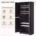 Armario de despensa de cocina alto de 70" - Almacenamiento independiente de 4 puertas con estantes ajustables, gran alacena utilitaria para comedor, baño y sala de estar
