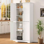 Armario de despensa de cocina alto de 70" - Almacenamiento independiente de 4 puertas con estantes ajustables, gran alacena utilitaria para comedor, baño y sala de estar