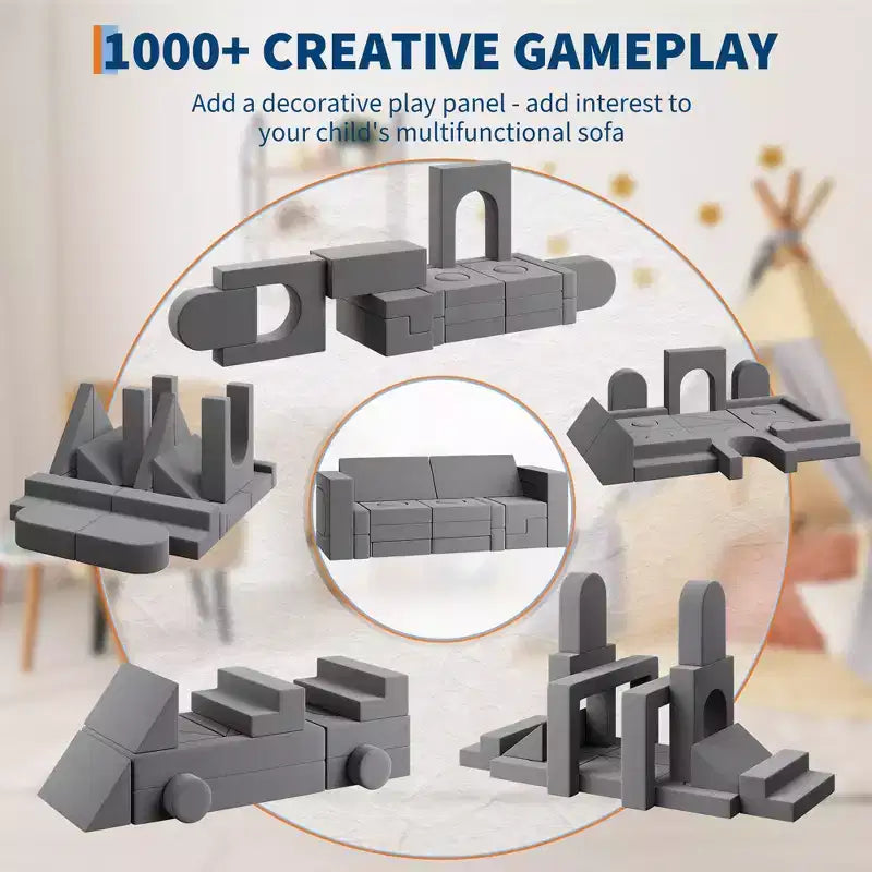 22 sofás modulares de juegos para niños, juego de espuma para escalar y gatear, sofá de espuma convertible lavable para sala de juegos, sala de estar