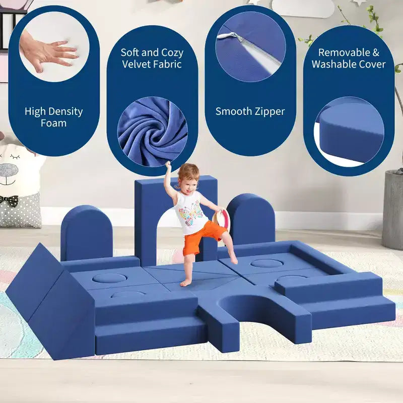 22 sofás modulares de juegos para niños, juego de espuma para escalar y gatear, sofá de espuma convertible lavable para sala de juegos, sala de estar