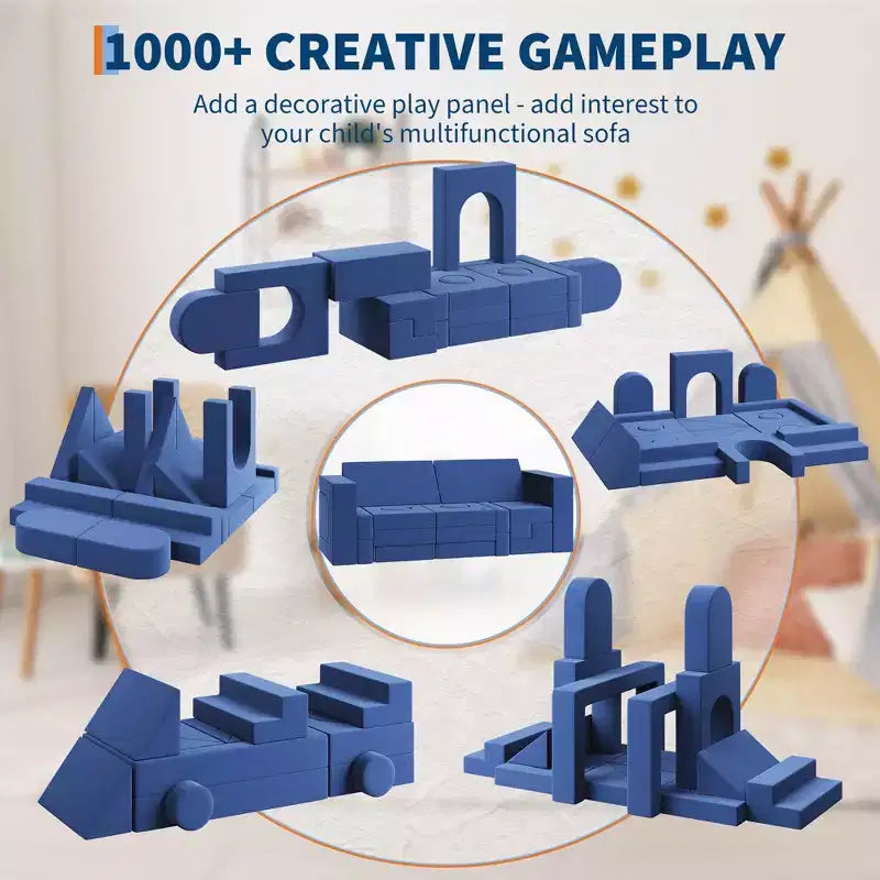 22 sofás modulares de juegos para niños, juego de espuma para escalar y gatear, sofá de espuma convertible lavable para sala de juegos, sala de estar