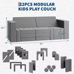 22 sofás modulares de juegos para niños, juego de espuma para escalar y gatear, sofá de espuma convertible lavable para sala de juegos, sala de estar