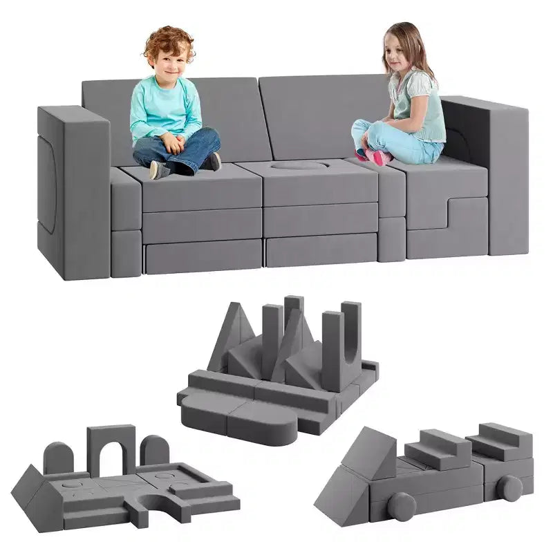 22 sofás modulares de juegos para niños, juego de espuma para escalar y gatear, sofá de espuma convertible lavable para sala de juegos, sala de estar