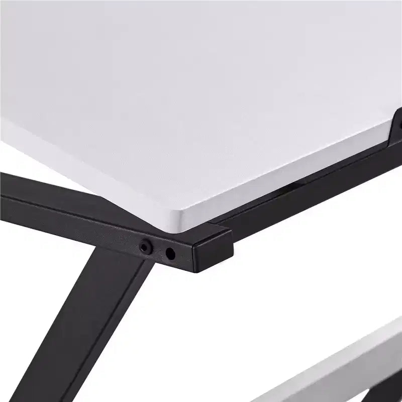 Mesa de dibujo con superficie inclinable ajustable y tope deslizable para lápices, estructura de acero, blanca, 41.7"L x 23.6"W