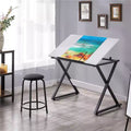 Mesa de dibujo con superficie inclinable ajustable y tope deslizable para lápices, estructura de acero, blanca, 41.7"L x 23.6"W