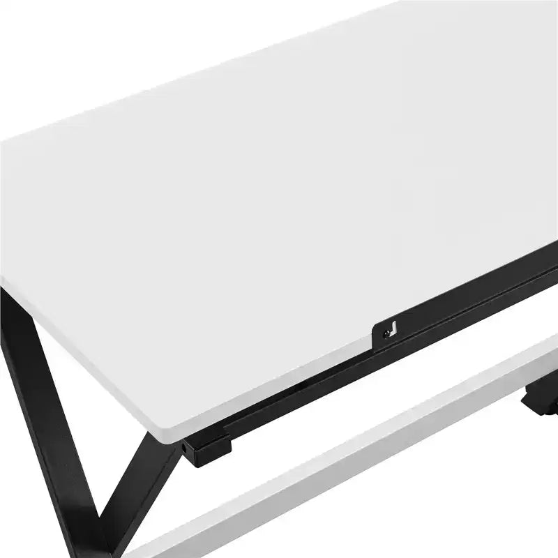 Mesa de dibujo con superficie inclinable ajustable y tope deslizable para lápices, estructura de acero, blanca, 41.7"L x 23.6"W