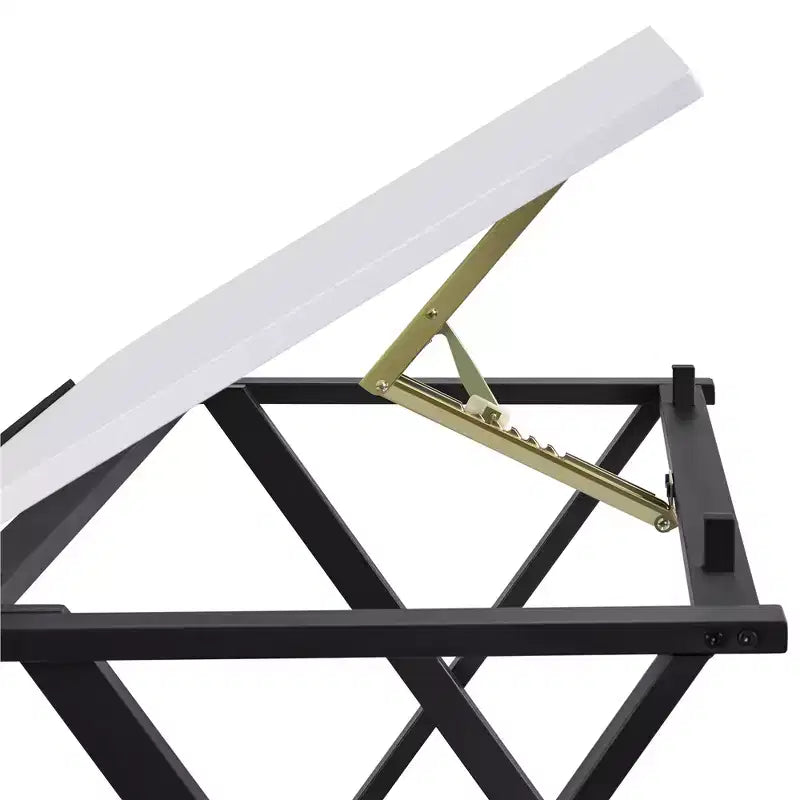 Mesa de dibujo con superficie inclinable ajustable y tope deslizable para lápices, estructura de acero, blanca, 41.7"L x 23.6"W