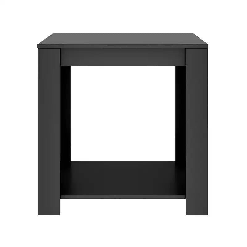 Mesa de Noche de Madera Estilo Artesanal con Estantes y Almacenamiento, Enchapado en Madera de Granero, 23.6" An. x 23.6" Al.